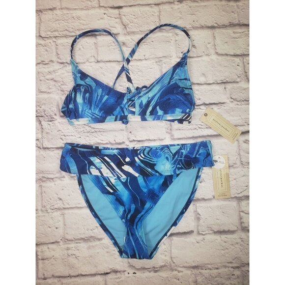 NEW Peyton & Parker Women's Size Large Blue Tie-Dye 2pc Bikini Swimsuit Set - Picture 1 of 5